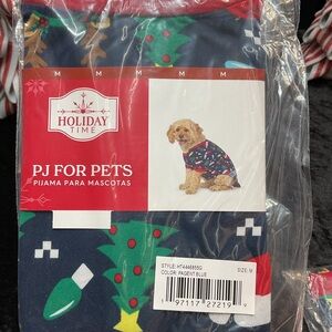Holiday Time Pet Pajamas - Blue with Green Accents
